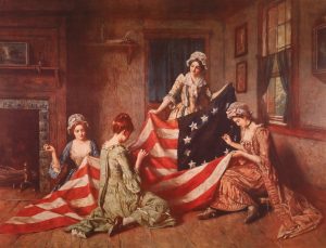 Betsy Ross and assistants sew first flag