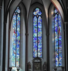 Stained-glass windows of the church choir of St. Stephen, Germany