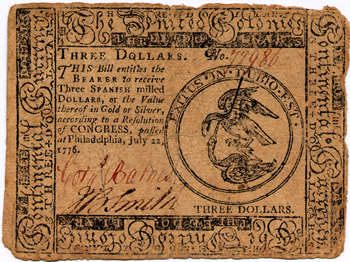 First Three dollar bill