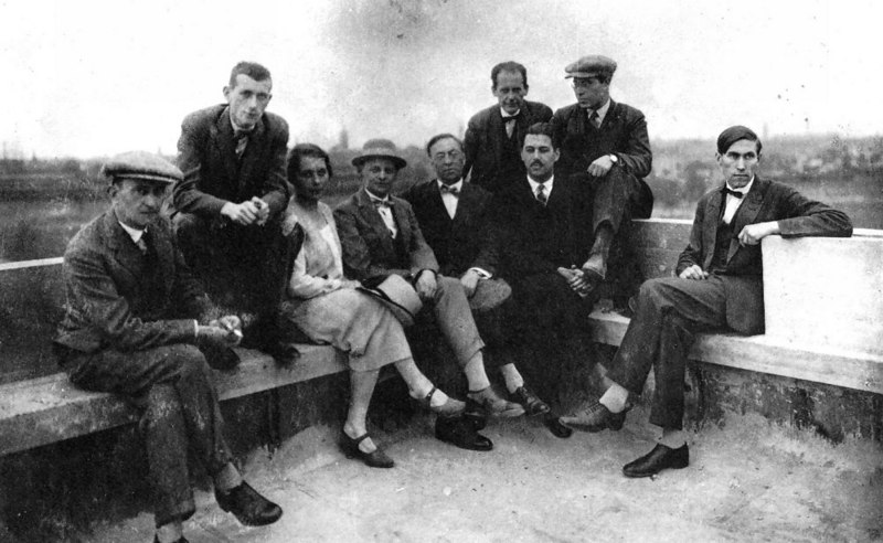 On the roof of the Bauhaus building, Dessau, 1928. From left: Josef Albers, Marcel Breuer, Gunta Stölzl, Oskar Schlemmer, Wassily Kandinsky, Walter Gropius, Herbet Bayer, Lazslo Moholoy-Nagy, Hinnerk Scheper