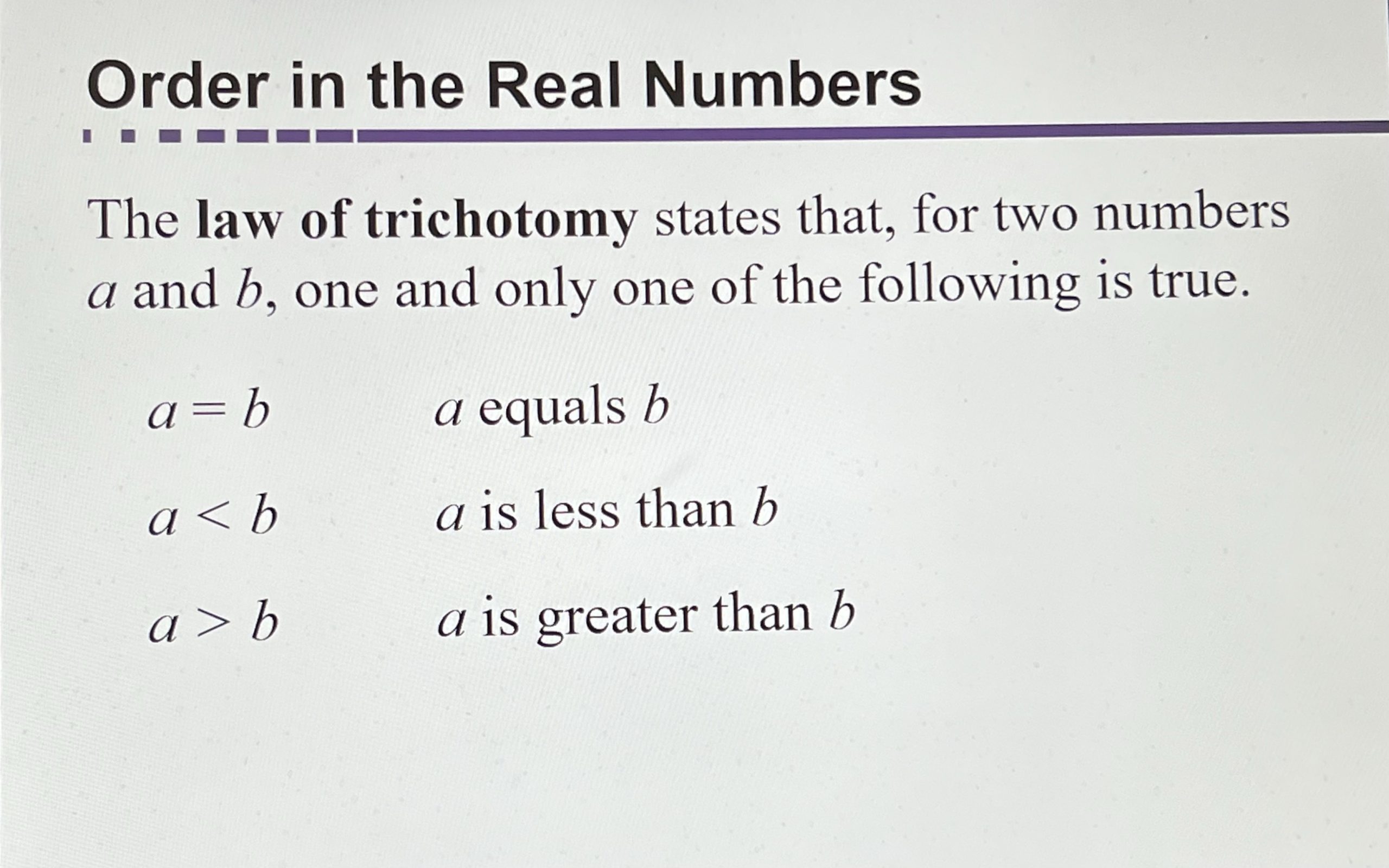 Law of Trichotomy