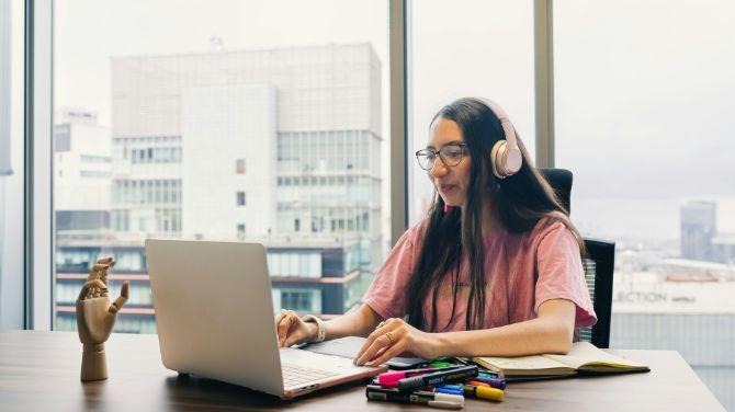 student at computer