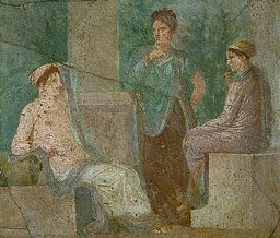 Fresco Painting of Three Women Conversing From Herculaneum  