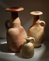 Three Jugs with Mushroom-Shaped Brims  