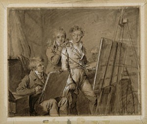 Three Young Artists in a Studio 